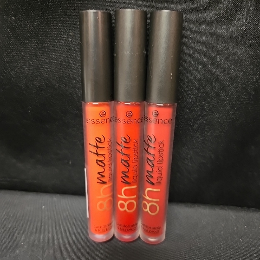 3 Piece Mixed Lot Essence 8H Matte Liquid Lipsticks Colors 07 08 & 09 Kiss Proof